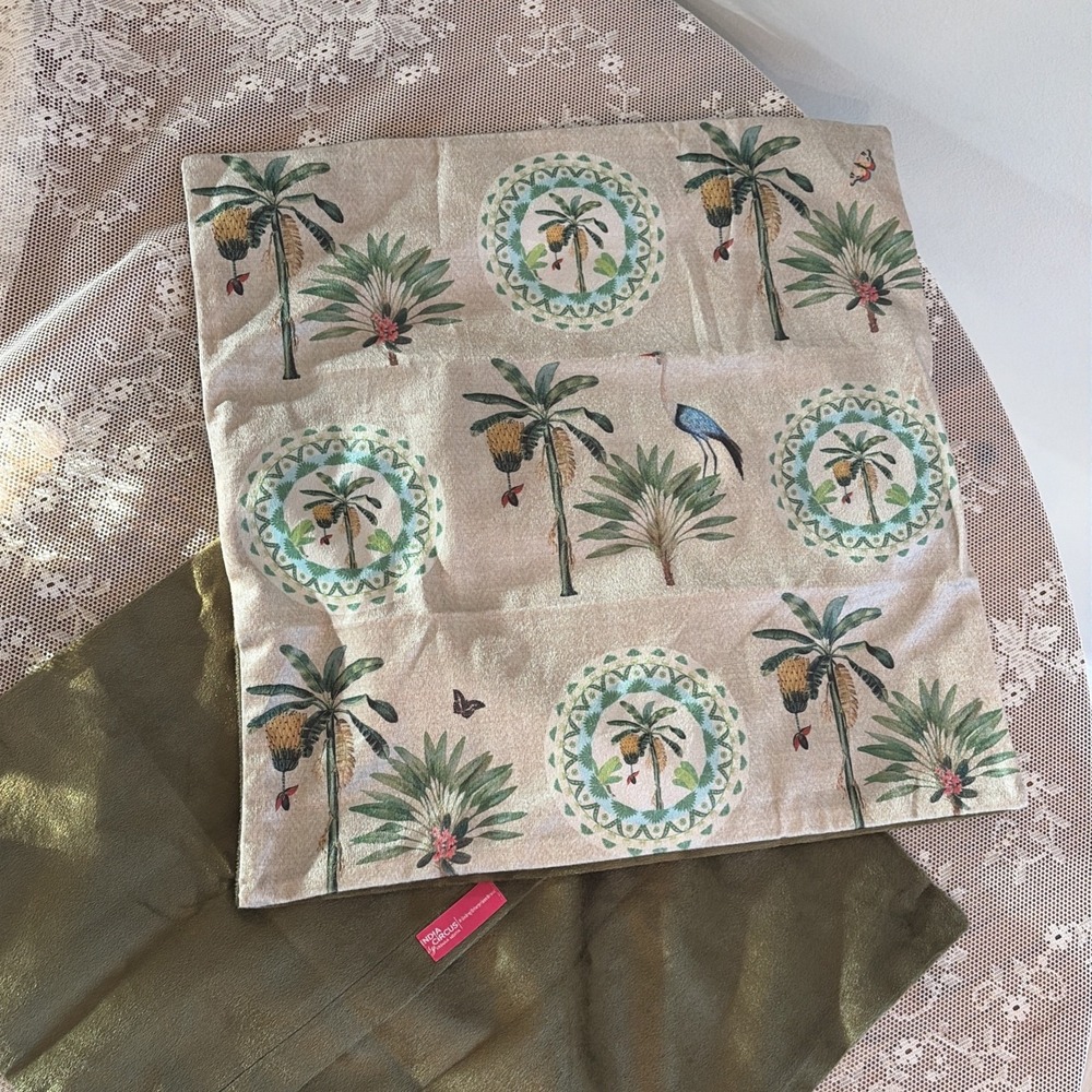 Krsnaa Mehta Tropical Palm Tree Crane Butterfly Botanical Chic Pillow Covers - Picture 3 of 16
